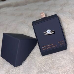 NEW Sparkle Allure Cubic Zirconia Pure Silver Over Brass Hypoallergenic Ring Set